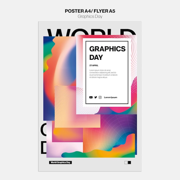 PSD world graphics day celebration poster template