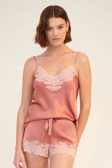 Lace Silk Cami - Mauve Glow