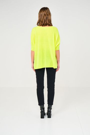 Brodie Cashmere Sample Sale. Bronte Tee in Neon Yellow.