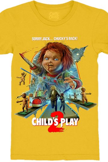 CHILD’S PLAY 2 - LADIES T-SHIRT (GOOD GUY BOX YELLOW)