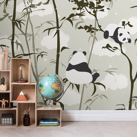 Cute Panda with Bamboo Tree Wallpaper Mural