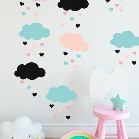 Nursery Colorful Cloud with Little Heart Wall Decal Sticker