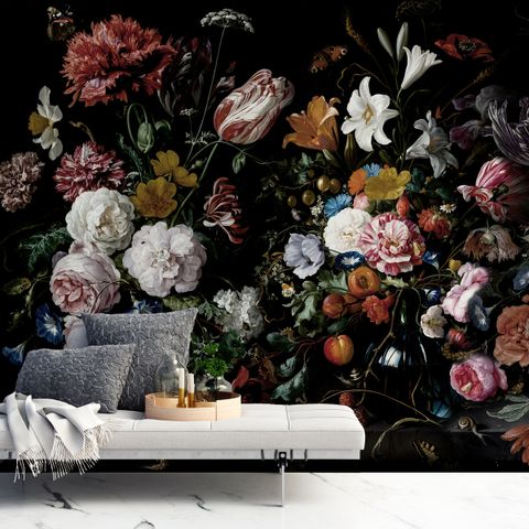 Dutch Dark Flowers Wallpaper Mural