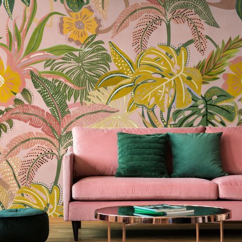 Watercolor Colorful Summer Tropical Leaf Wallpaper Mural