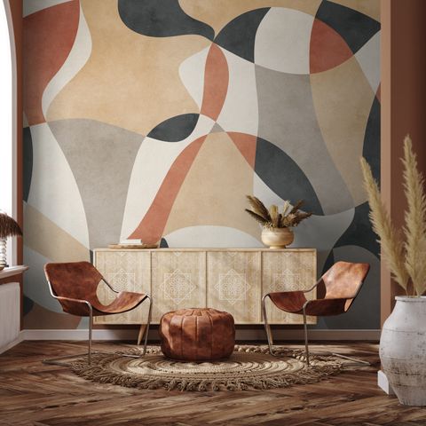 Boho Geometric Abstract Art Wallpaper Mural