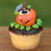 Halloween cupcake with pumpkin decoration.