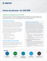 Vertex Accelerator+ for SAP-- Streamlined, Centralized Tax Management