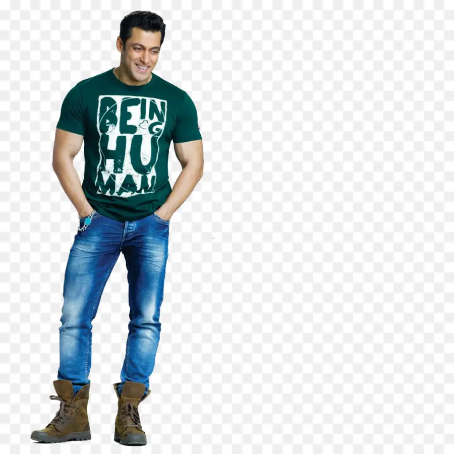 Homme En Chemise Verte，Jeans PNG