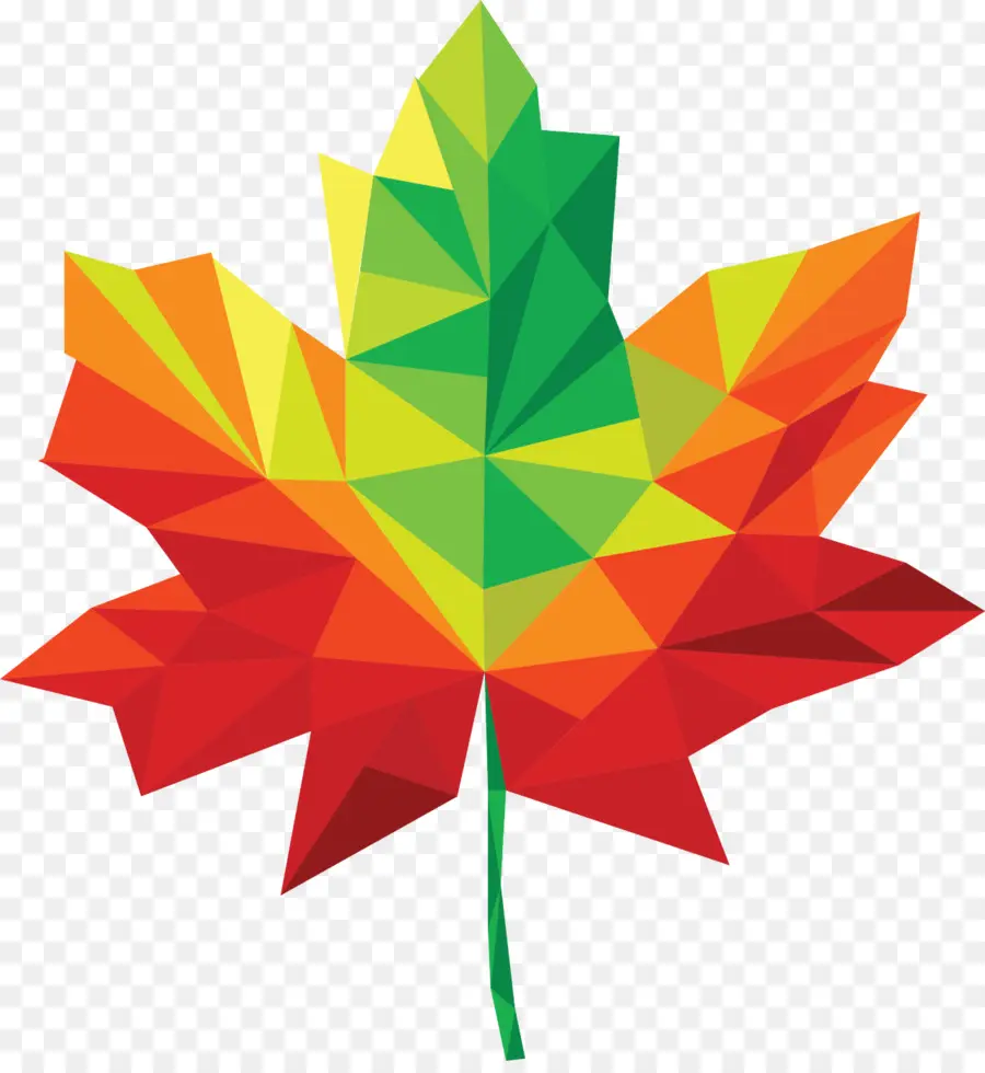 Feuille Géométrique Colorée，Automne PNG