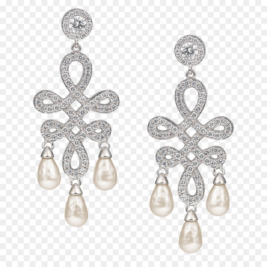 Boucles D'oreilles En Perles，Argent PNG