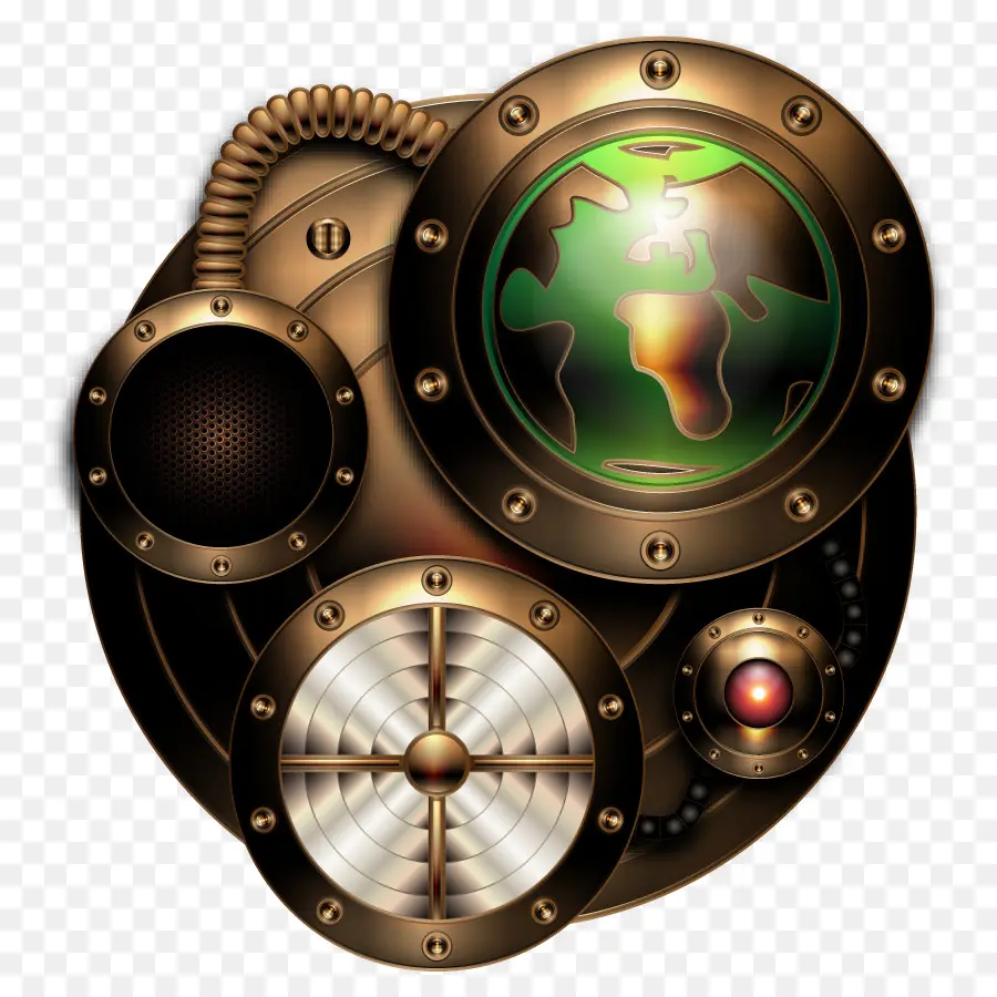 Globe Steampunk，Engrenages PNG