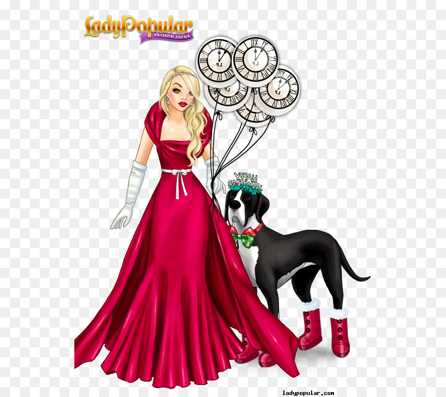 Femme En Robe Rouge，Chien PNG