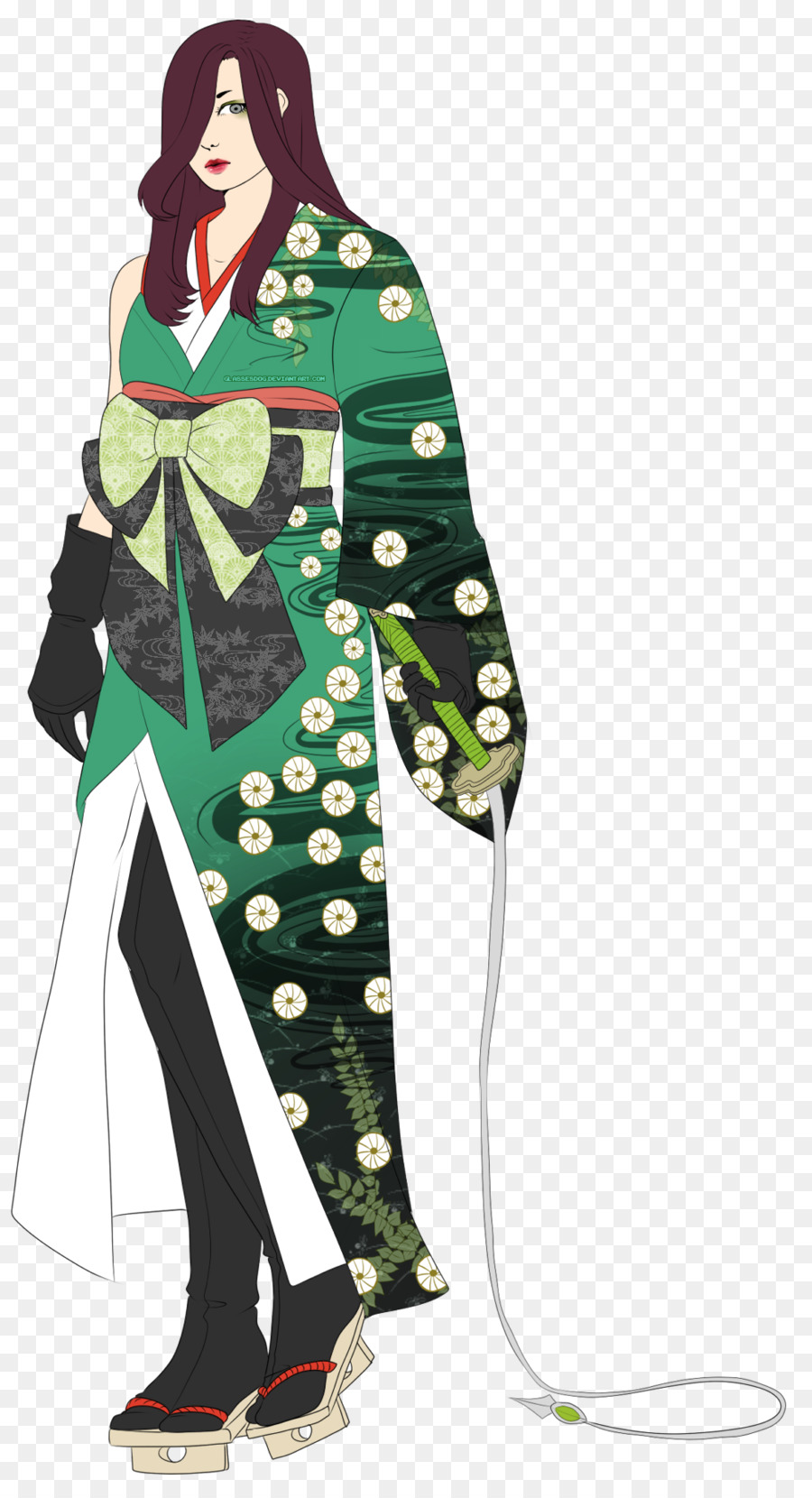 Kimono Vert，Traditionnel PNG