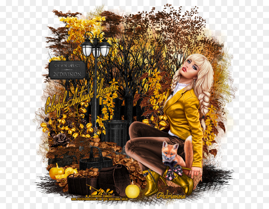 Scène D'automne Avec Une Femme，Automne PNG