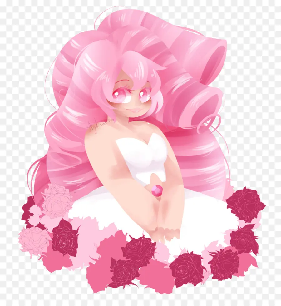 Fille Animée，Cheveux Roses PNG