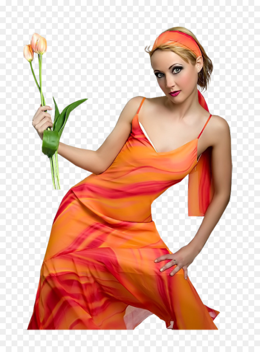 Femme En Robe Orange，Mode PNG