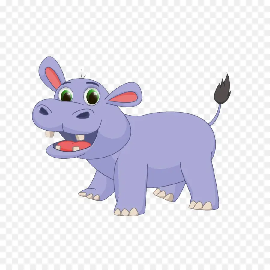 Hippopotame Violet，Dessin Animé PNG