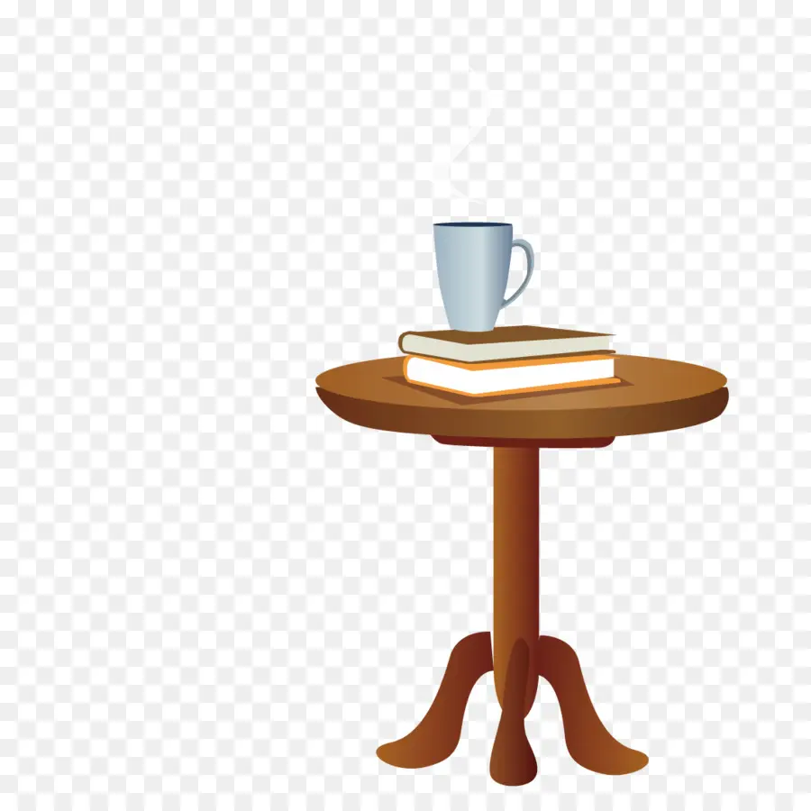 Table Avec Livres Et Tasse，Livres PNG