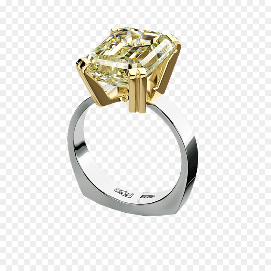 Bague Diamant Jaune，Bande D'or PNG