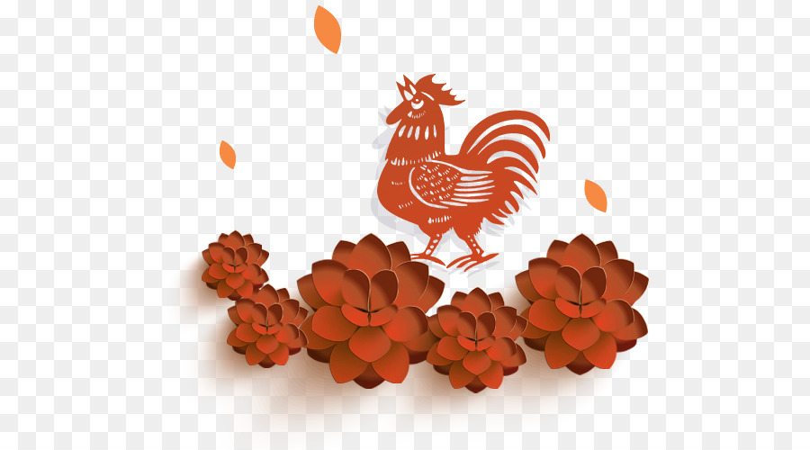 Coq Rouge Avec Des Fleurs，Fleurs PNG