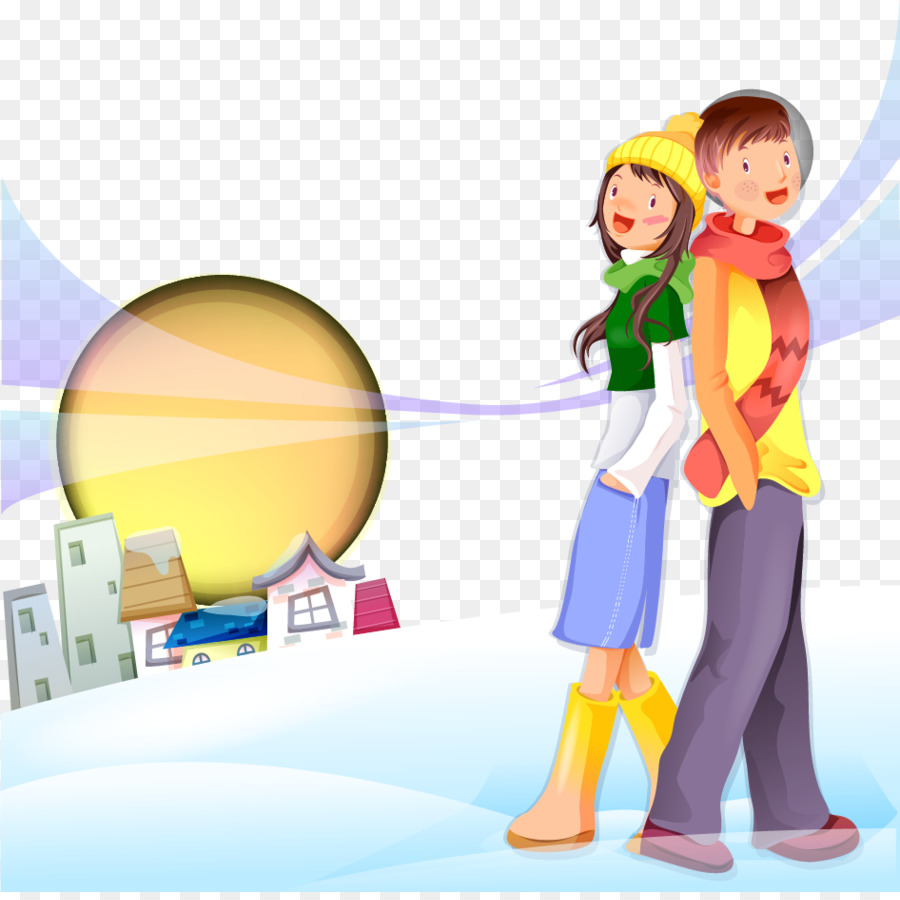 Couple En Vêtements D'hiver，Hiver PNG