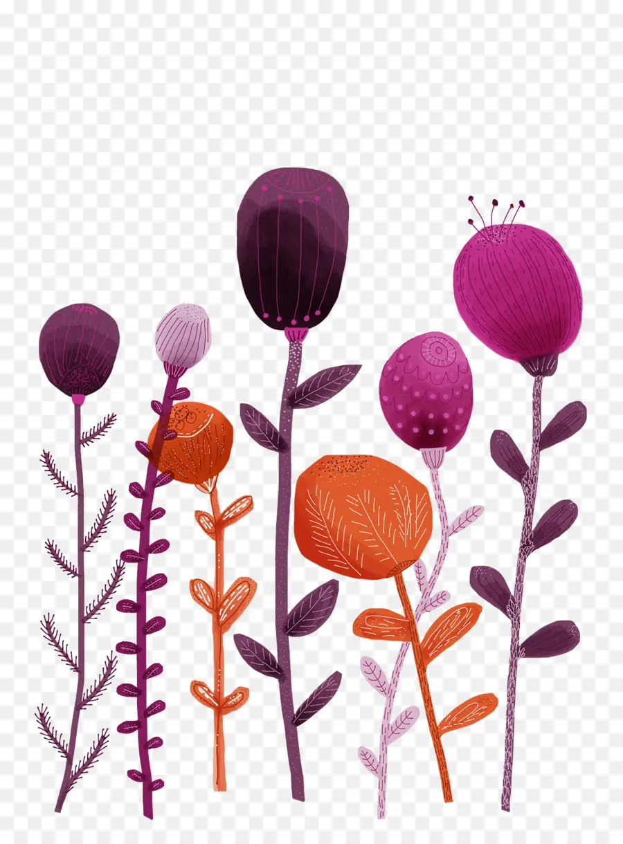 Fleurs Abstraites，Tiges PNG