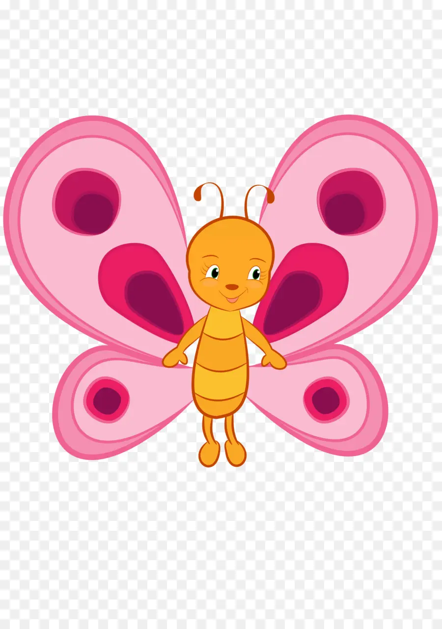 Papillon De Dessin Animé，Ailes Roses PNG