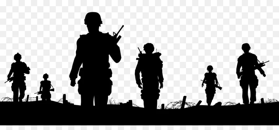 Soldats Silhouette，Militaire PNG