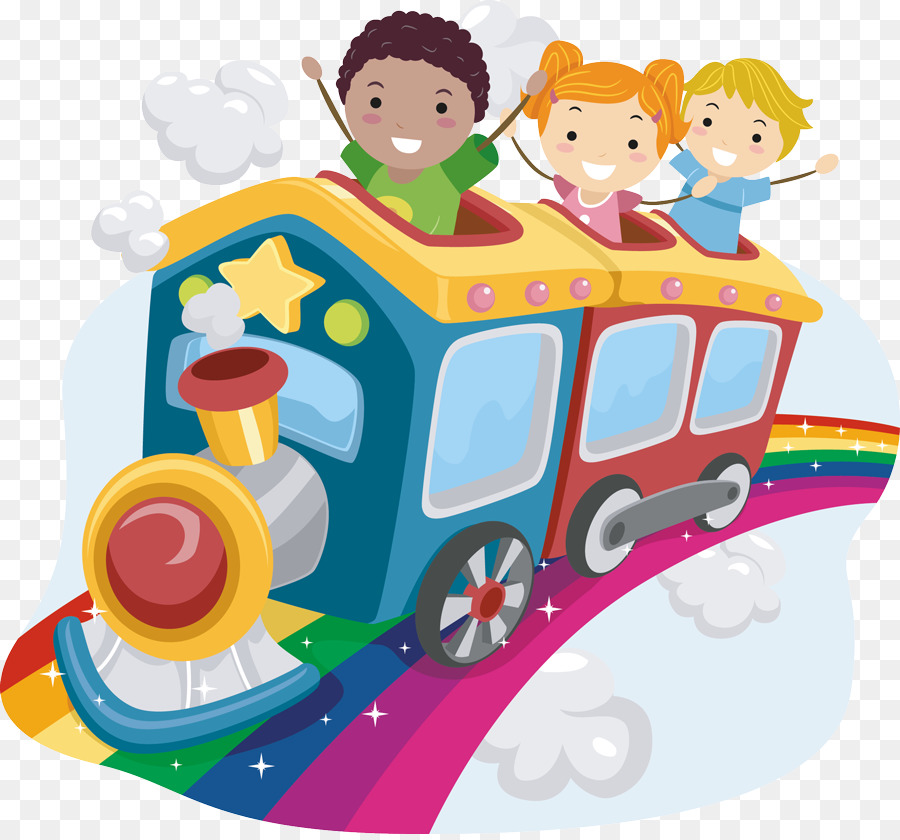 Enfants Dans Le Train，Arc En Ciel PNG