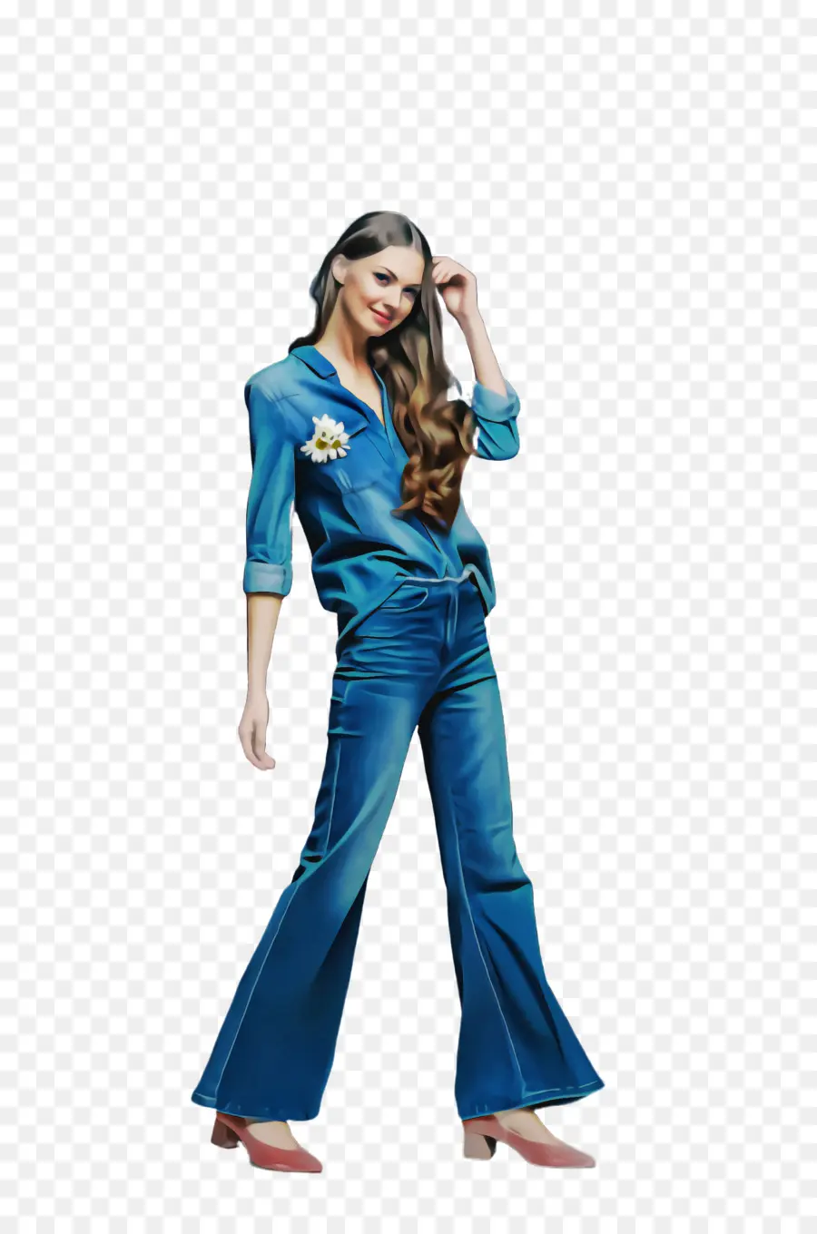 Femme En Jean，Vêtements PNG