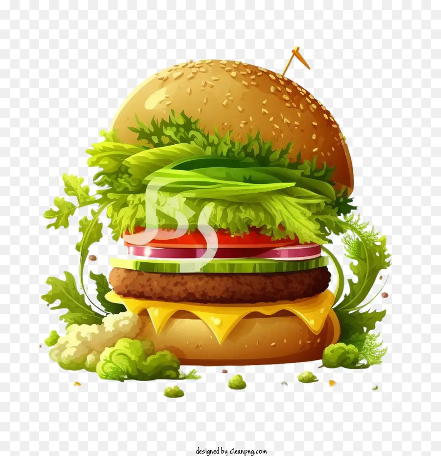 Hamburger De Dessin Animé，Hamburger PNG