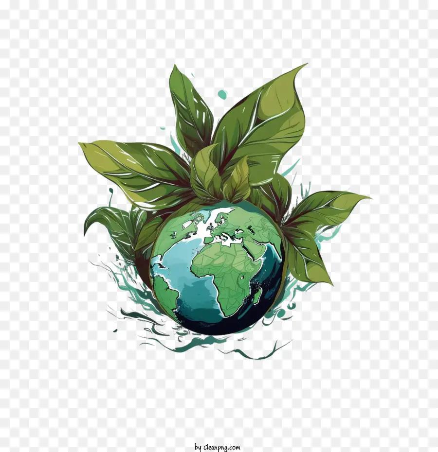 Terre Verte，Terre Avec Des Feuilles PNG