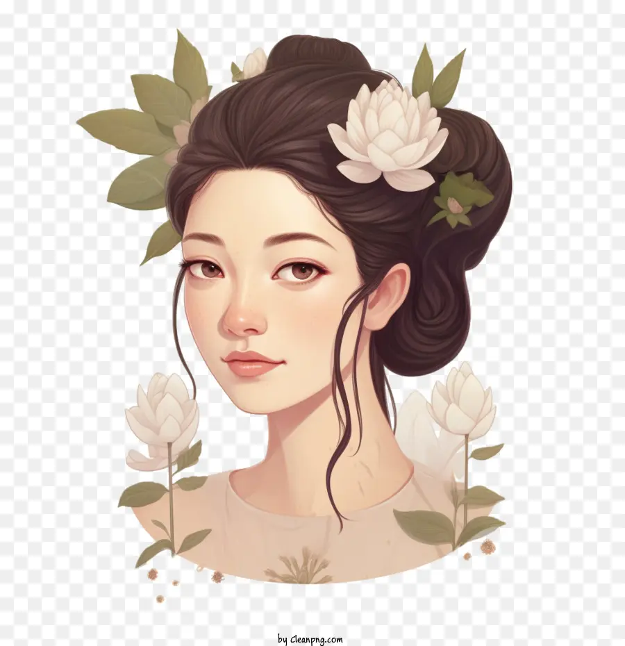 Fleurs De Lotus，Femme Avec Des Fleurs PNG