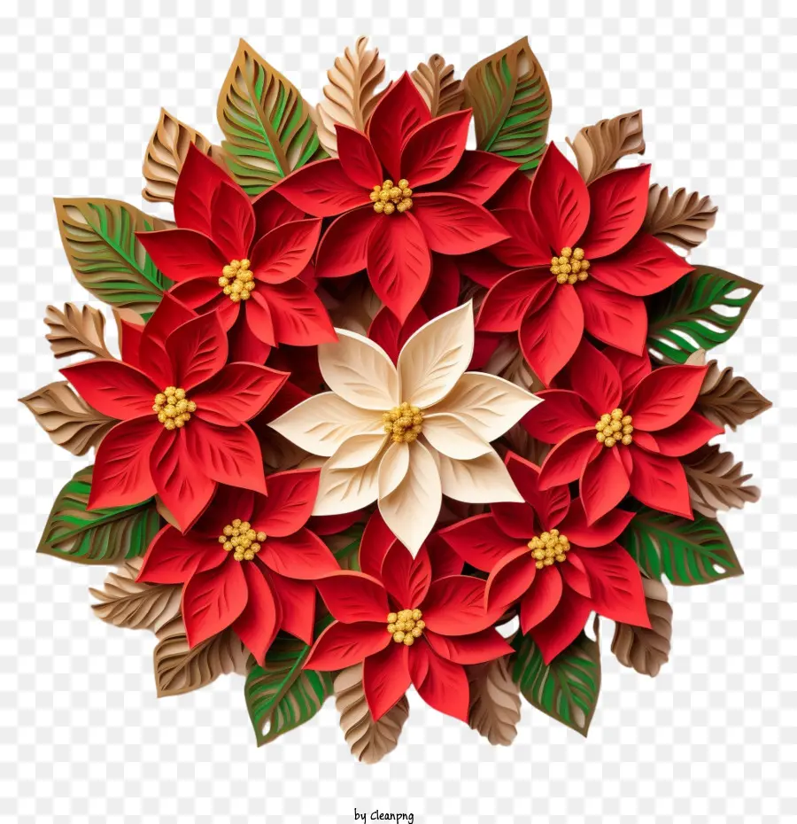 Couronne De Poinsettia De Noël，Couronne De Poinsettia PNG