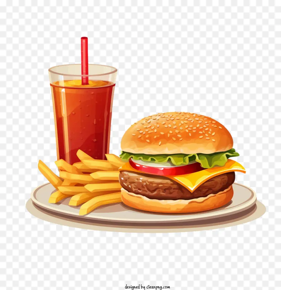 Hamburger，Burger Et Frites PNG