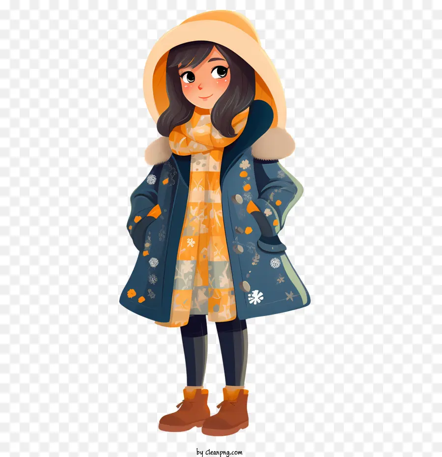 Fille D'hiver，Fille En Manteau D'hiver PNG