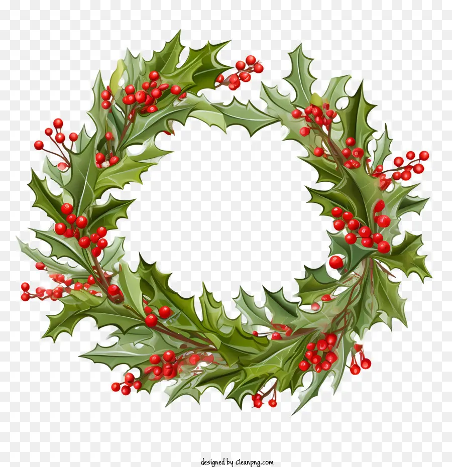 Baies De Houx De Noël Et Couronne De Sapin，Couronne De Houx De Noël PNG