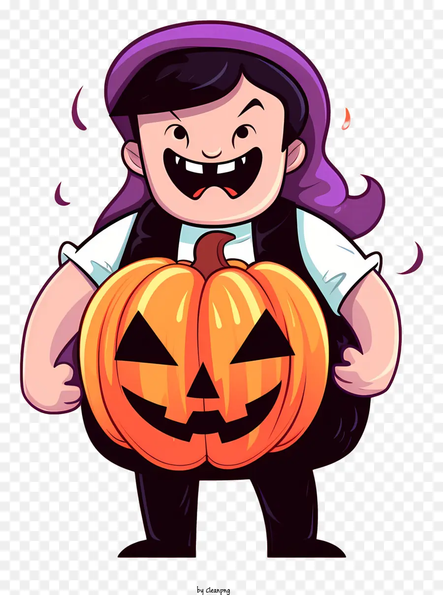 Déguisement D'halloween，Fille à La Citrouille PNG