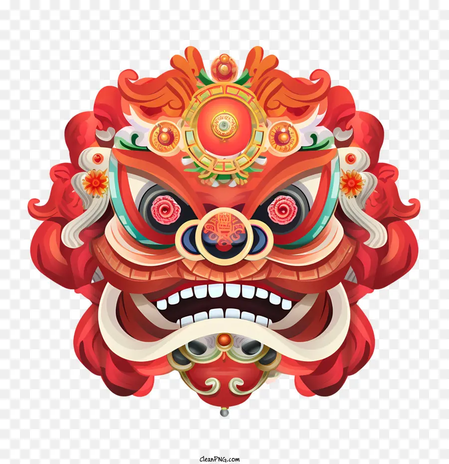 Tête De Danse Du Lion Chinois，Masque De Dragon PNG