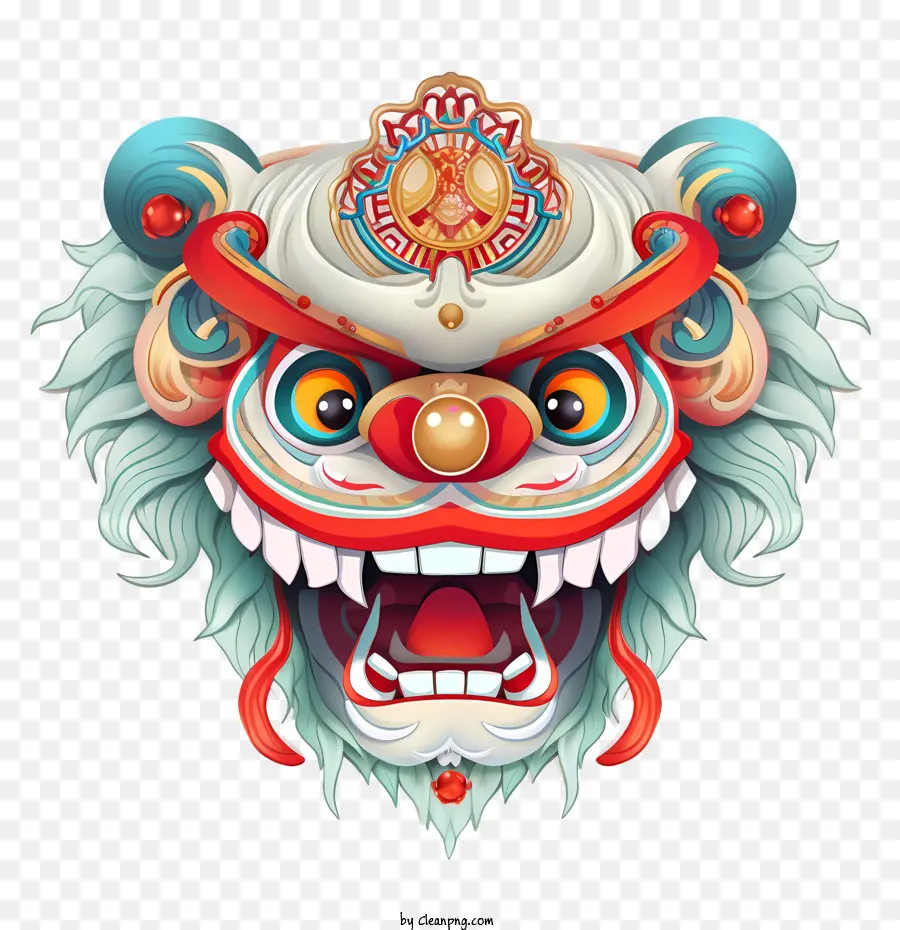 Tête De Danse Du Lion Chinois，Masque De Danse Du Lion PNG