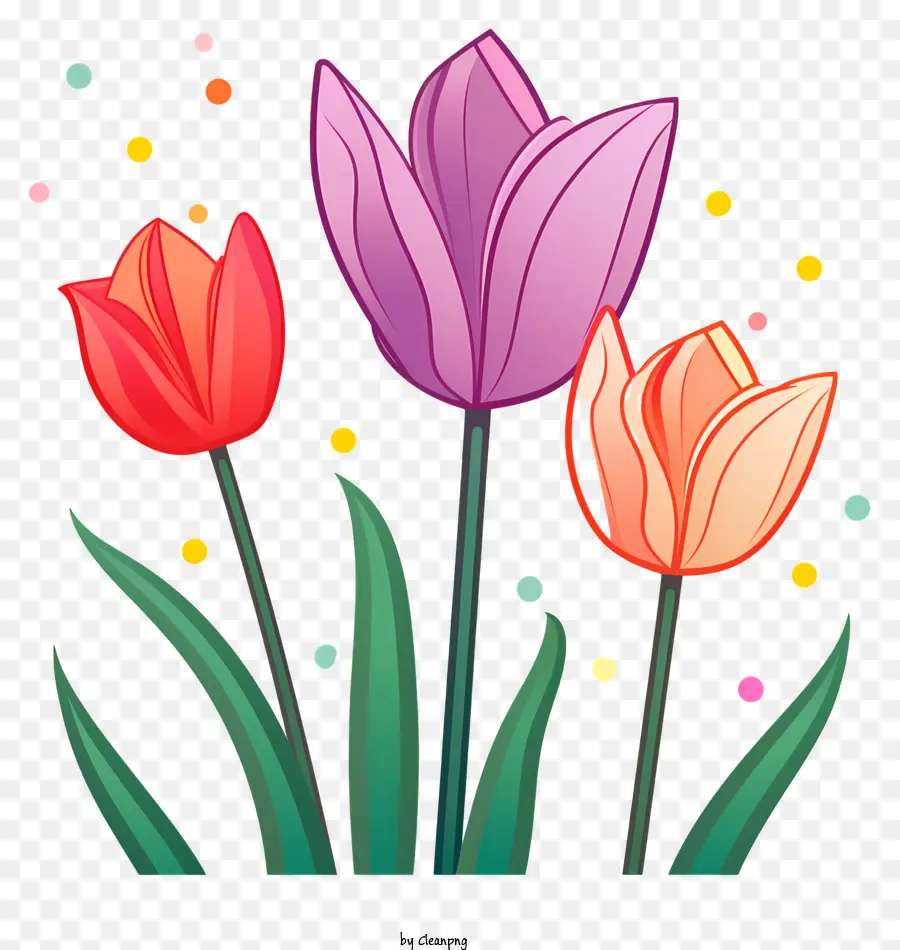 Tulipes Rouges Et Violettes，Jardin PNG