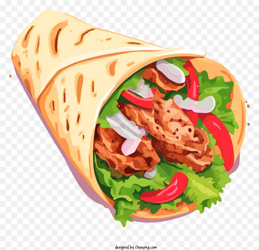 Wrap Tortilla Au Poulet，Sandwich Roulé PNG