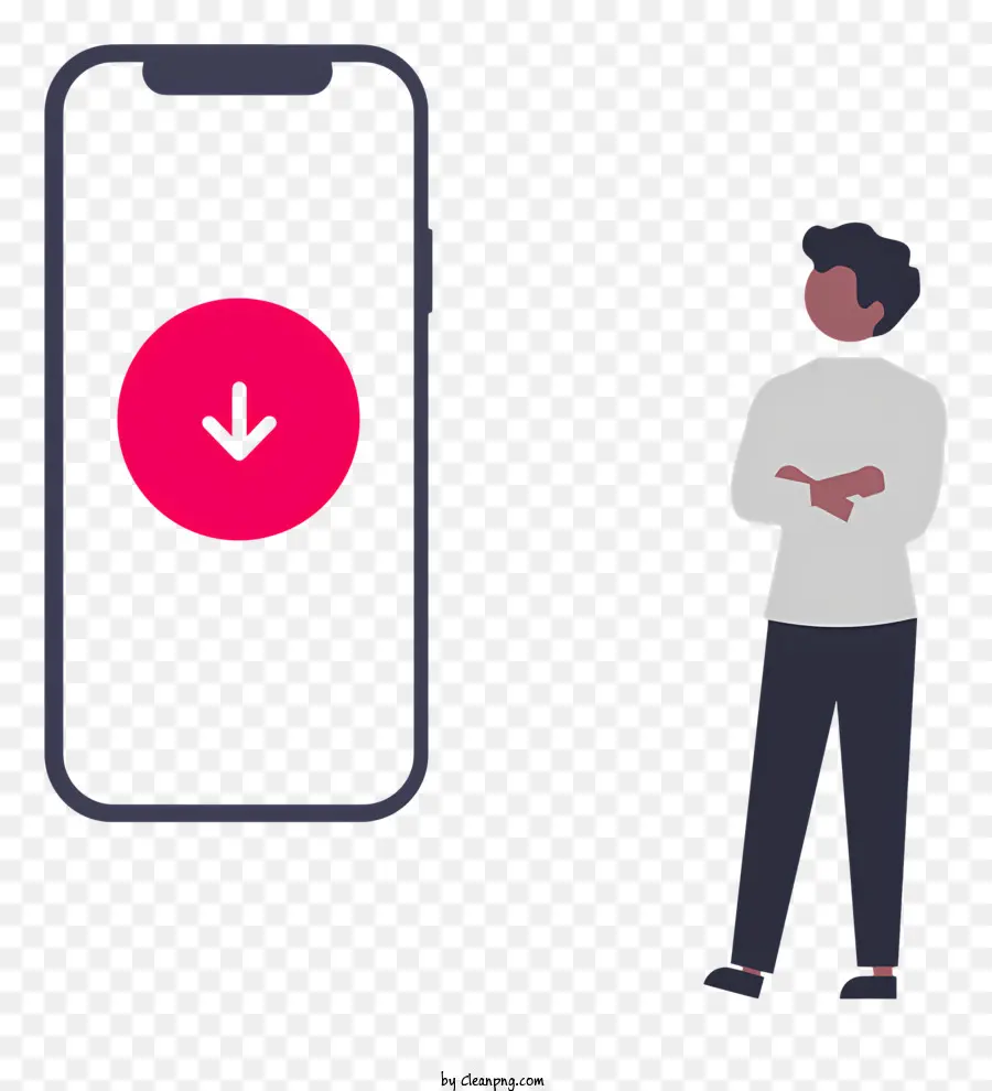 Image En Noir Et Blanc，Smartphone Avec Icône De Téléchargement PNG