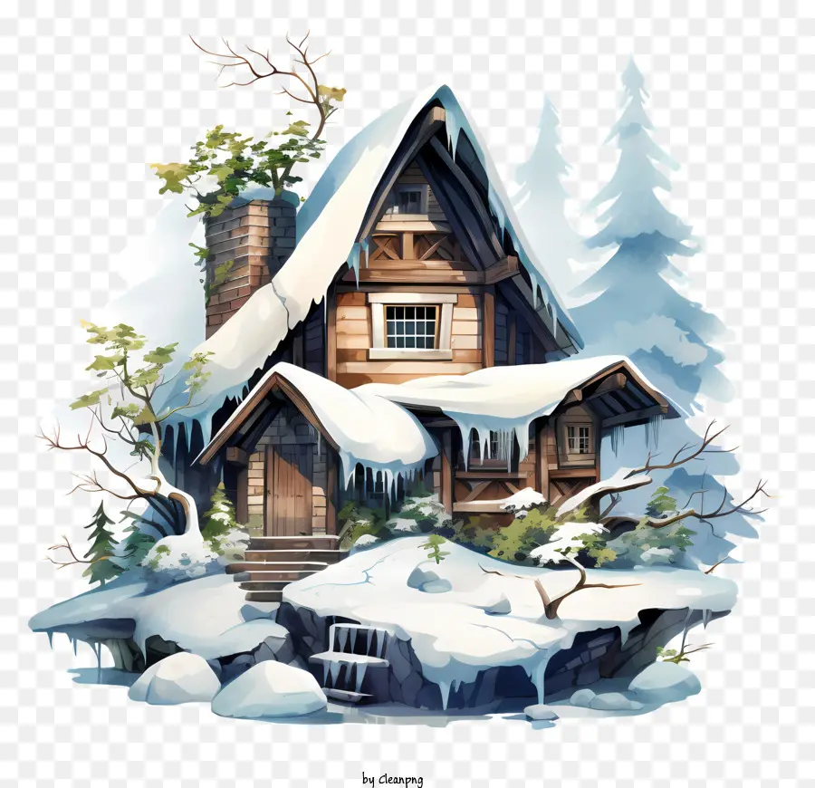 Maison D'hiver，Village Enneigé PNG