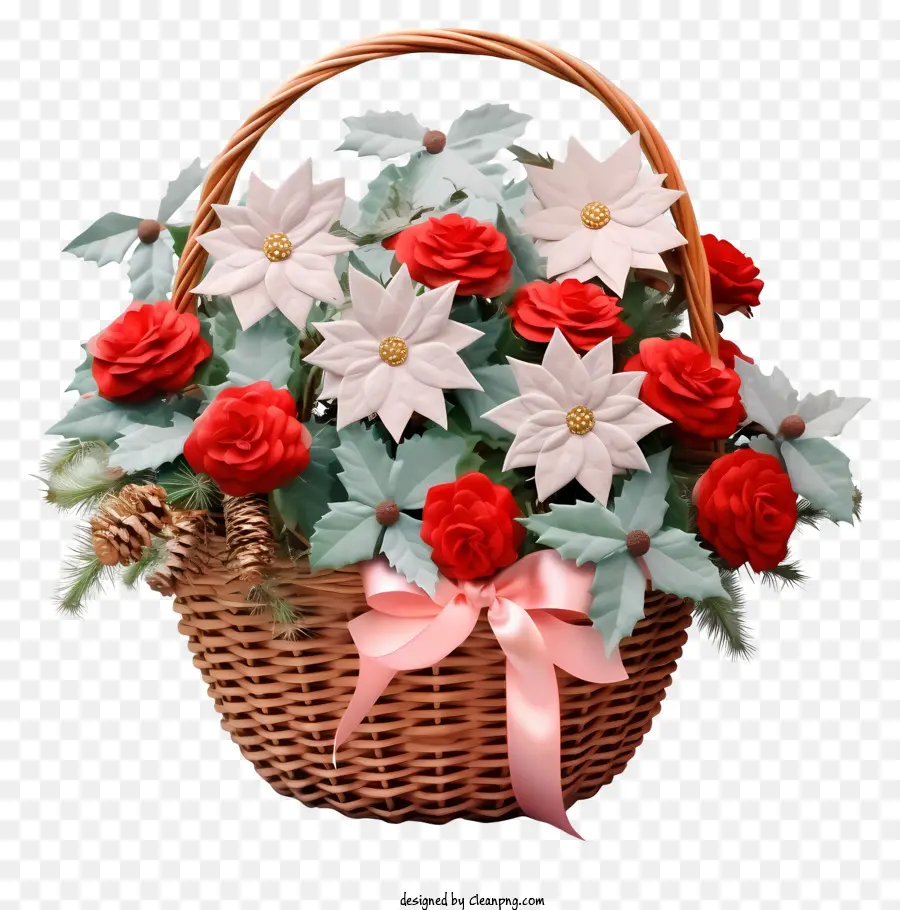 Panier De Fleurs De Noël Pastel，Panier De Fleurs PNG