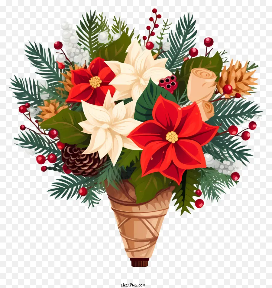 Bouquet De Noël De Dessin Animé，Bouquet De Noël PNG