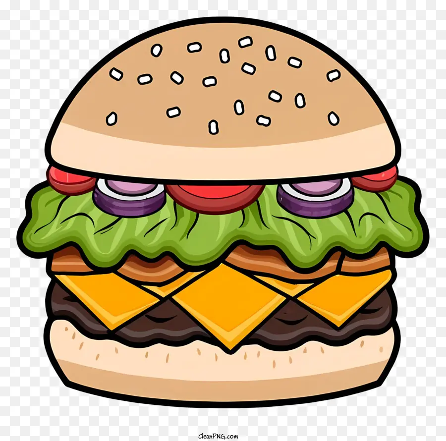 Dessin Animé，Burger Noir PNG