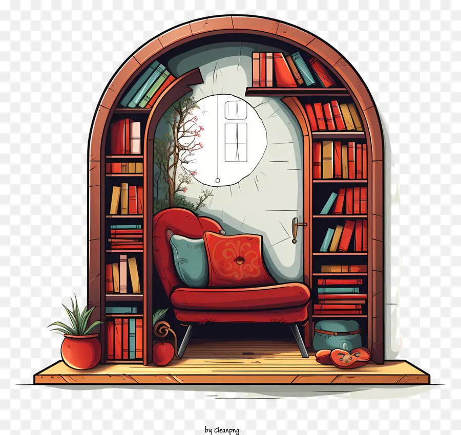 Coin Livre，Bibliothèque Confortable PNG