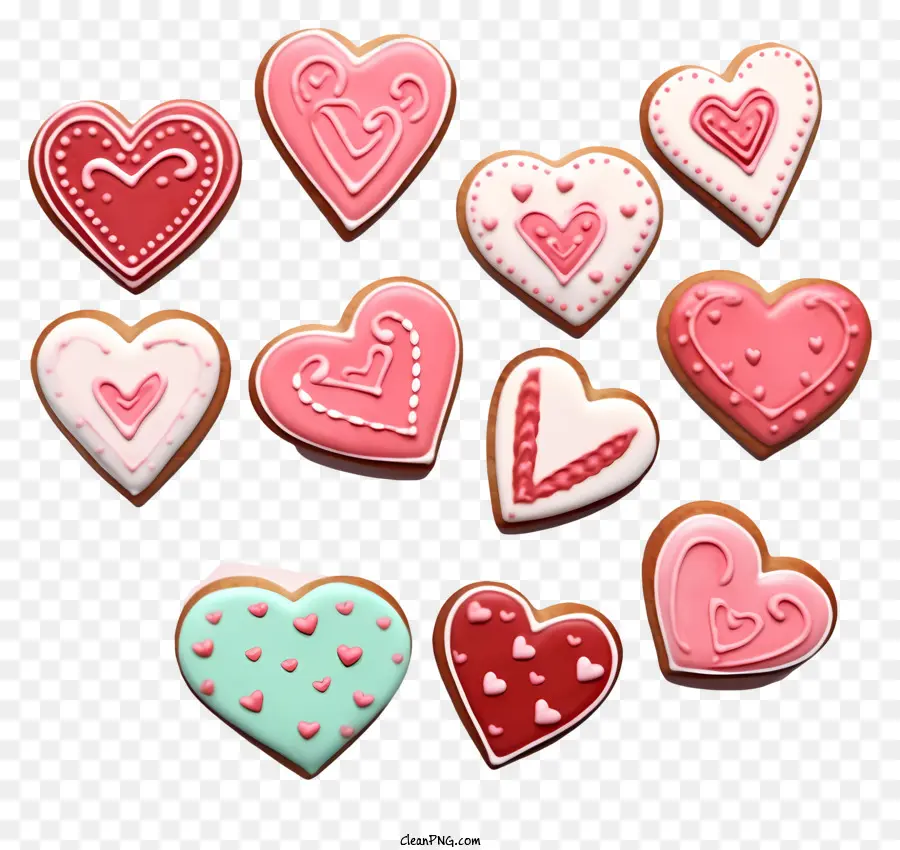 Biscuits De Saint Valentin Dessinés à La Main，Biscuits Coeur PNG