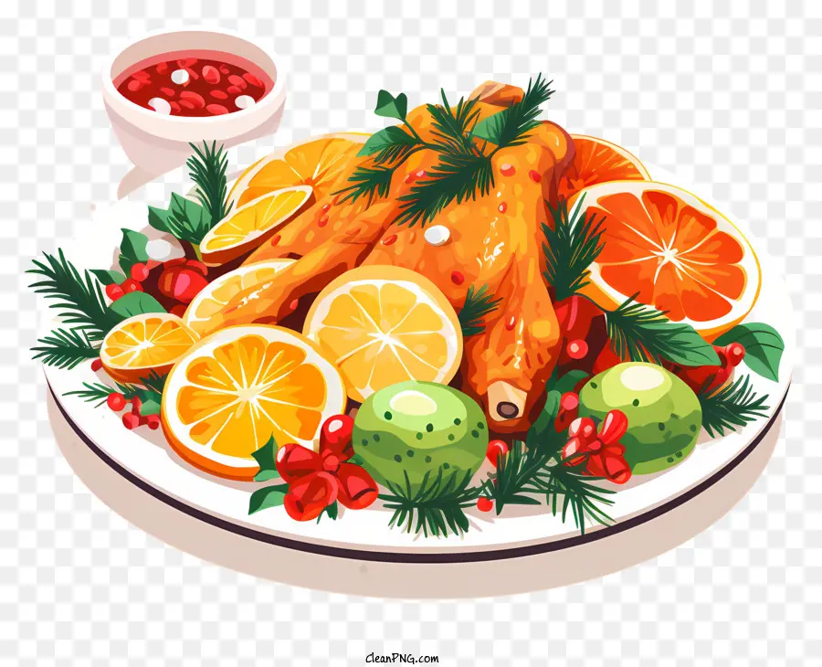 Plat De Noël，Poulet Rôti PNG